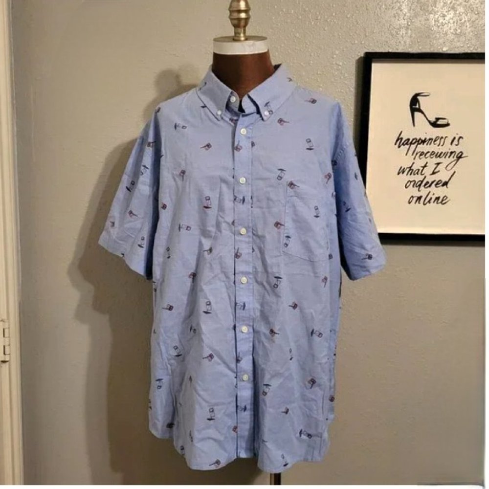 GoodFellow & Co Spring Blue Cocktail Print Shirt